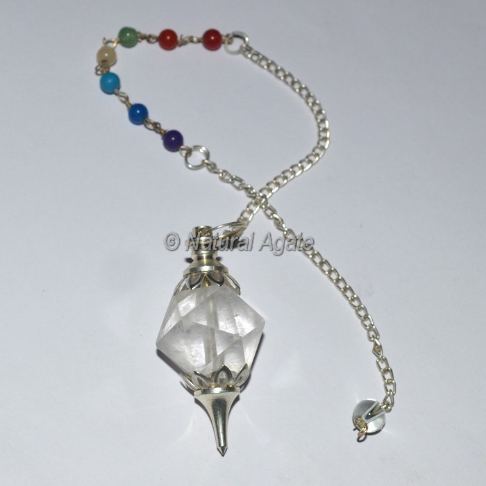 Octahedron Crystal 7 Chakra Pendulum