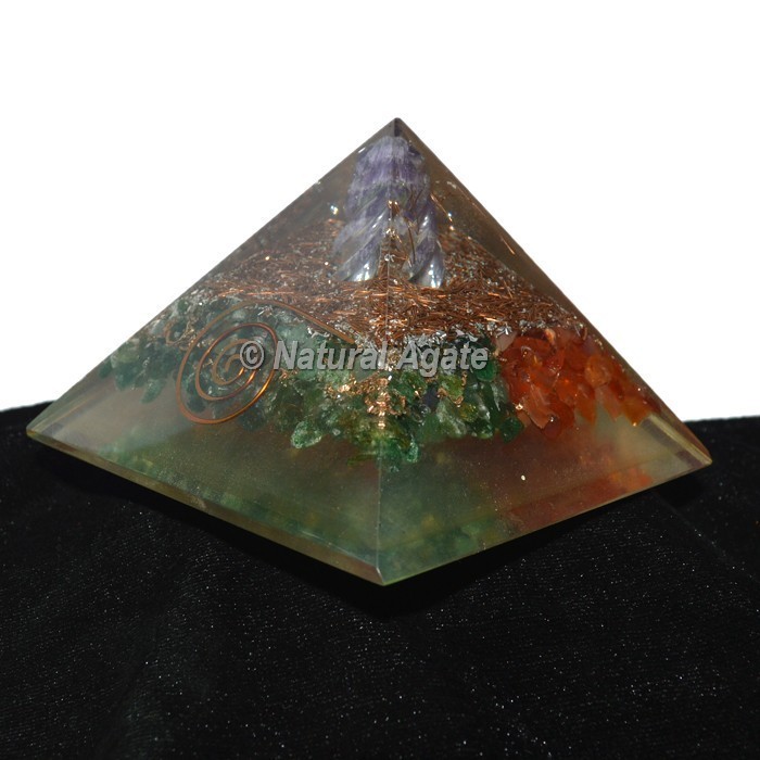 Green Aventurine With Red Carnelian Orgonite Pyramid
