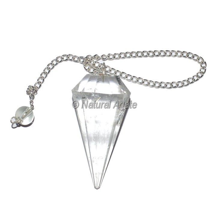 Crystal Quartz 12 Faceted Pendulum