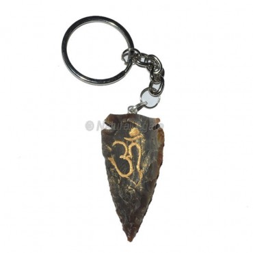 Om Engraved Arrowheads Keyring