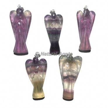 Fluorite Crystal Angel Pendants