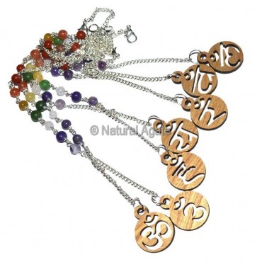 7 Chakra Symbols Pendulum Chain And Bracelet