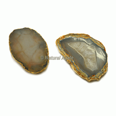 Fancy Agate Plated Slices Coaster