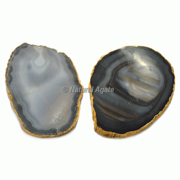 Banded Agate Plated Slices Coaster