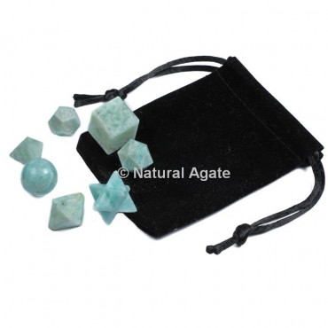 Amazonite 7 Pcs Sacred Geometry Set With Gift Pouch