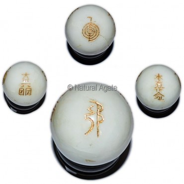 White Agate Reiki Symbol Ball