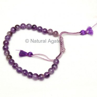 Amethyst Round Beads Drawstring Bracelet