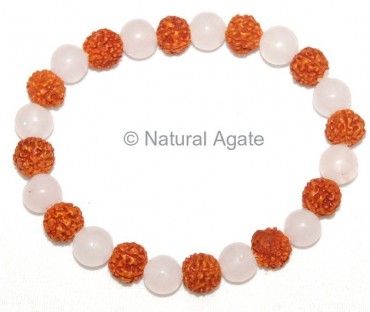 Rose Quartz Rudraksha Bracelet