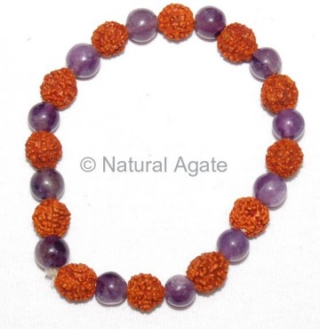 Amethyst And Rudraksha Beads Bracelets