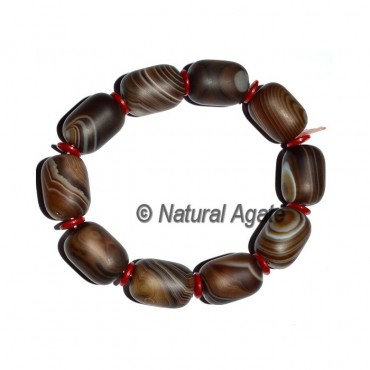 Brown Agate Banded Srum Shape Bracelets