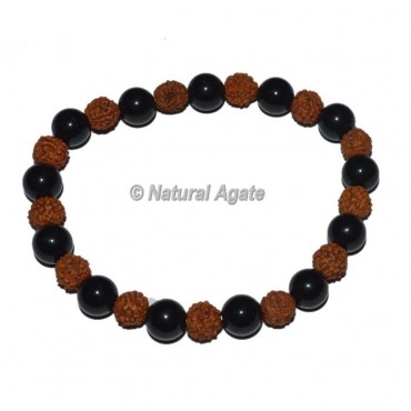 Rudraksha With Black Obsidian Bracelets