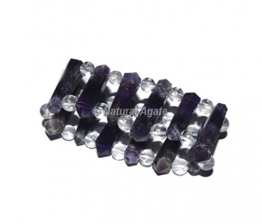 Amethyst Points With Crystal Beads Bracelets