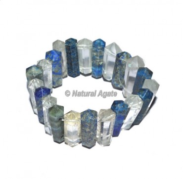 Lapis Lazuli And Crystal Quartz Pencil Bracelets