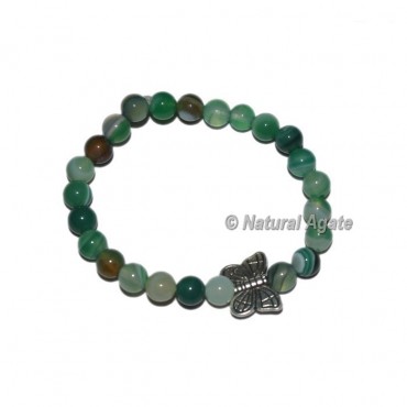 Green Banded Onyx Bracelets With Butter Fly