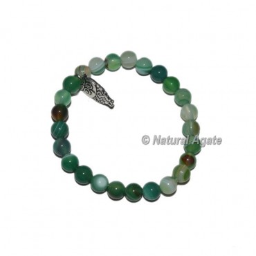 Green Banded Onyx Bracelets with Owl