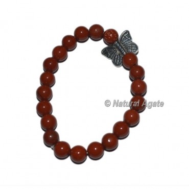 Red Jasper Gemstone Bracelets with Butterfly