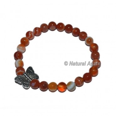 Red Carnelian Gemstone Bracelets with Butterfly