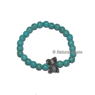 Turquoise Gemstone Bracelets with Butterfly