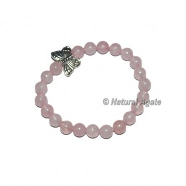 Rose Quartz Gemstone Bracelets with Butterfly