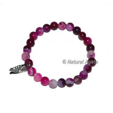 Pink Onyx Gemstone Bracelets with Owl