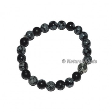 Snowflake Obsidian Gemstone Bracelets with Chokoreiki