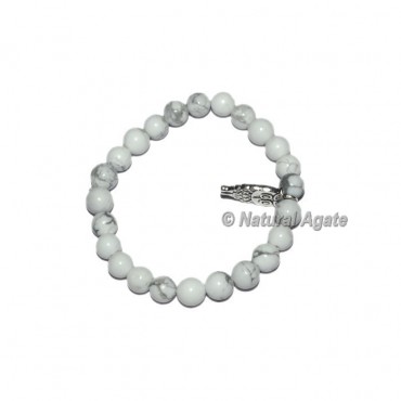 White Howlite Gemstone Bracelets with owl