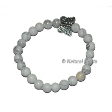 White Howlite Gemstone Bracelets with Butterfly