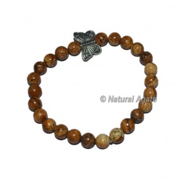 Picture Jasper Gemstone Bracelets with Butterfly