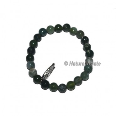 Moss Agate Gemstone Bracelets with Owl