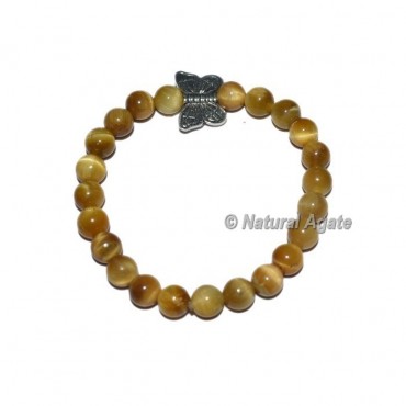 Lemon Tiger Gemstone Bracelets with Butterfly