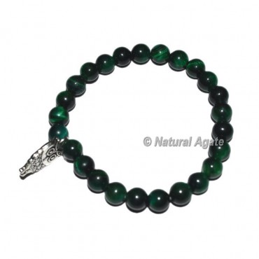 Green Tiger Gemstone Bracelets with Owl Charm