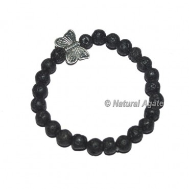 Lava Stone Gemstone Bracelets with Butterfly