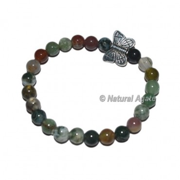 Fancy Agate Gemstone Bracelets with Butterfly