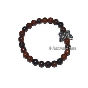 Mahagoni obsidian Gemstone Bracelets with Butterfly