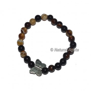 Black Onyx Gemstone Bracelets with Butterfly