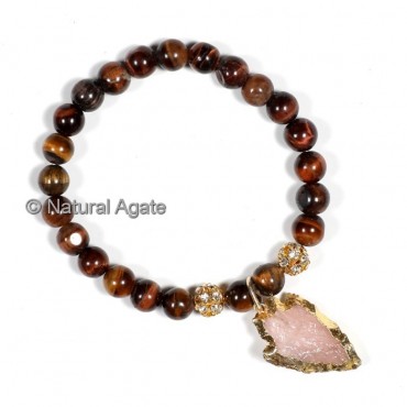 Red Tiger Eye With Arrowheads Bracelets