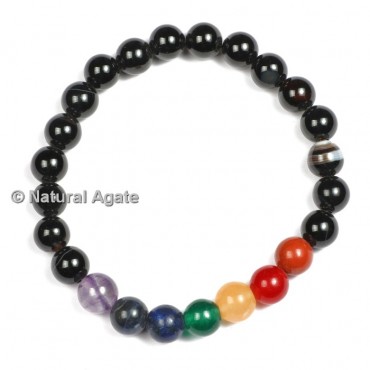 Black Tourmaline with Seven Chakra Bracelets