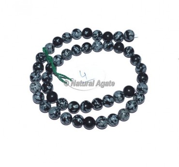 Snow flake Obsidian Agate Beads