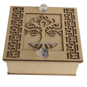 Tree Of Life Wooden Gift Box With Crystal Ball