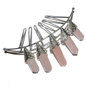 Rose Quartz 5 Pencil Silver Crown