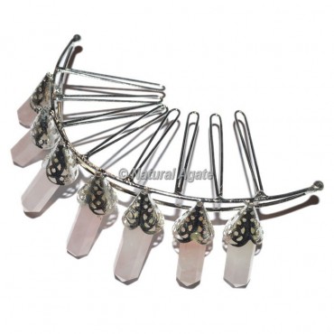 Rose Quartz 7 Pencil Silver Crown