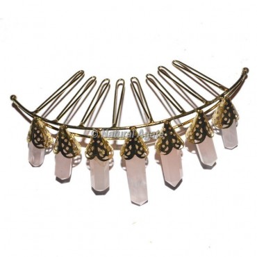 Rose Quartz Golden Crown