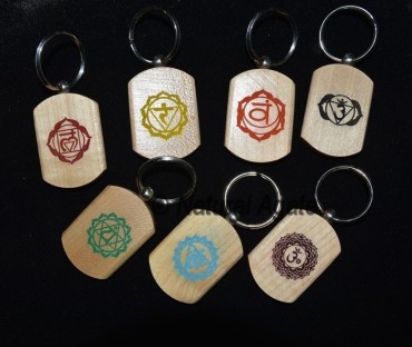 Color Printed Chakra Wood Keychain