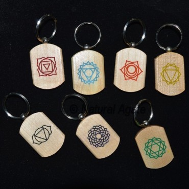 Printed Chakra Wood Keychain