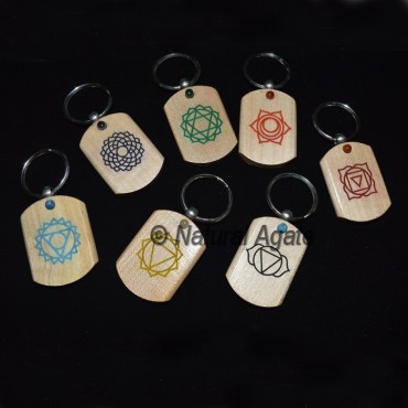 Printed Chakra Symbol with Small Cab Wood Keychain