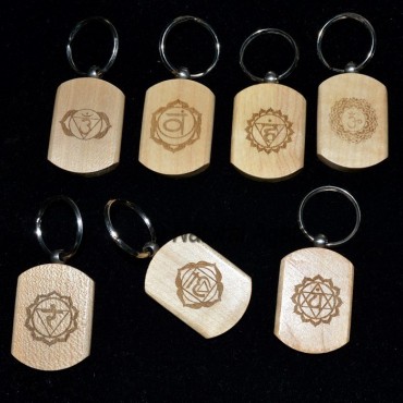 Engraved Chakra Wood Keychain