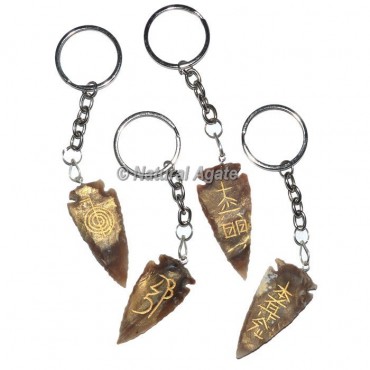 Agate Arrowhead Usui Reiki Keychain