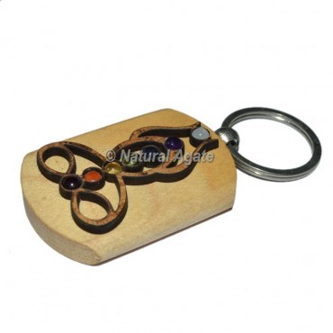 Buddha Seven Chakra wood Keychain