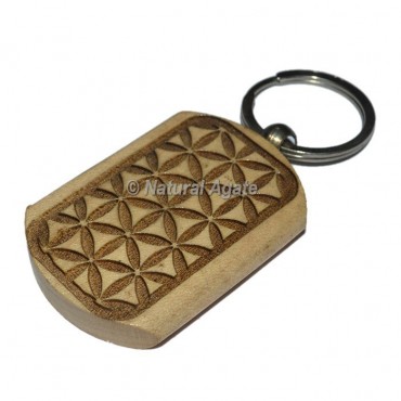 Flower Of Life Wood Keychain