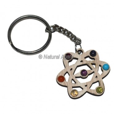 Galaxy Seven Chakra Wood Keychain